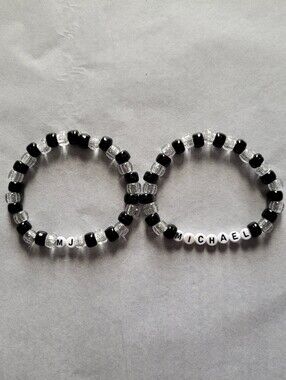 Michael Jackson Set of 2 Bead Bracelets (Michael and MJ)